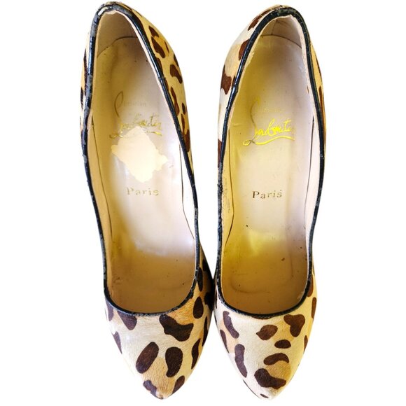 Christian Louboutin Cheetah Print Pony Hair-On Platform Heels Size 8 US / 38 EU - Picture 4 of 16